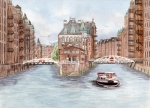 Postcard DIN-A6 Hamburg-Speicherstadt - HH9